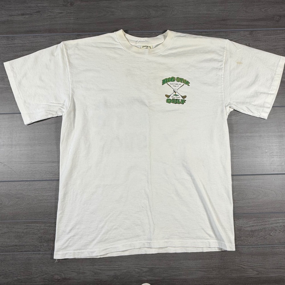 Vintage 1995 Joe Blow Ts Big Stix Golf Graphic T-Shirt Mens XL White Made in USA